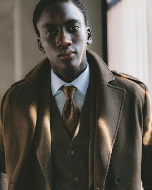 Brown Wool Overcoat with Three-Piece Suit