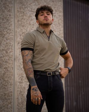 Casual Khaki Polo with Black Jeans