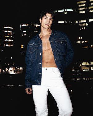 Denim Jacket with White Jeans	