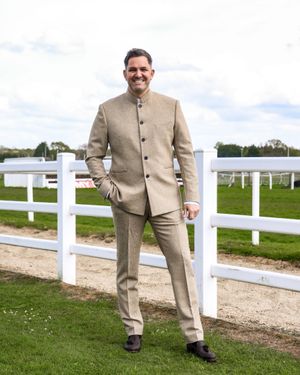 Tan Nehru Jacket Suit with Loafers