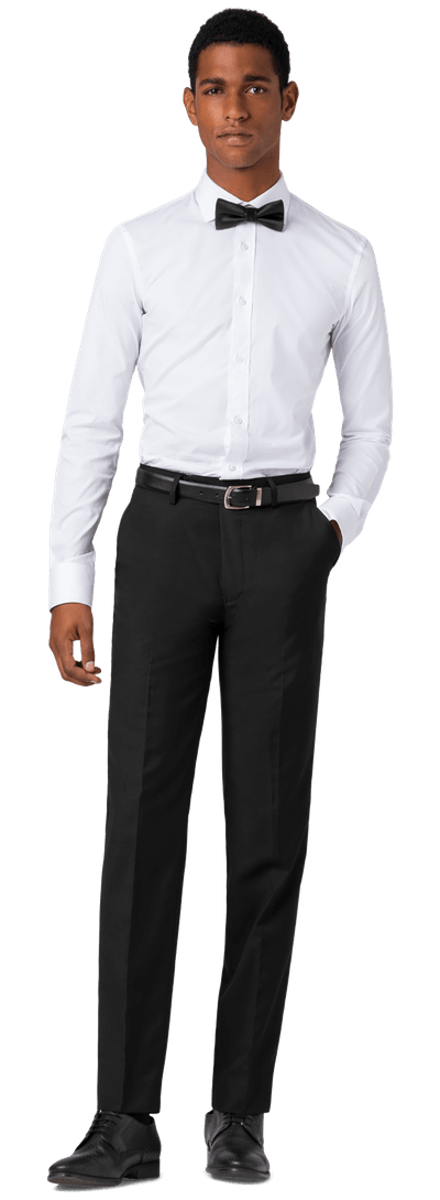 Premium 2ply no-iron white poplin Shirt with contrast collar
