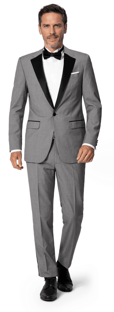 Iron gray slim fit Tuxedo with wide black lapel