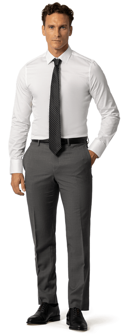 Wrinkle-free water-resistant stretch mid gray super 100s pure wool Trousers