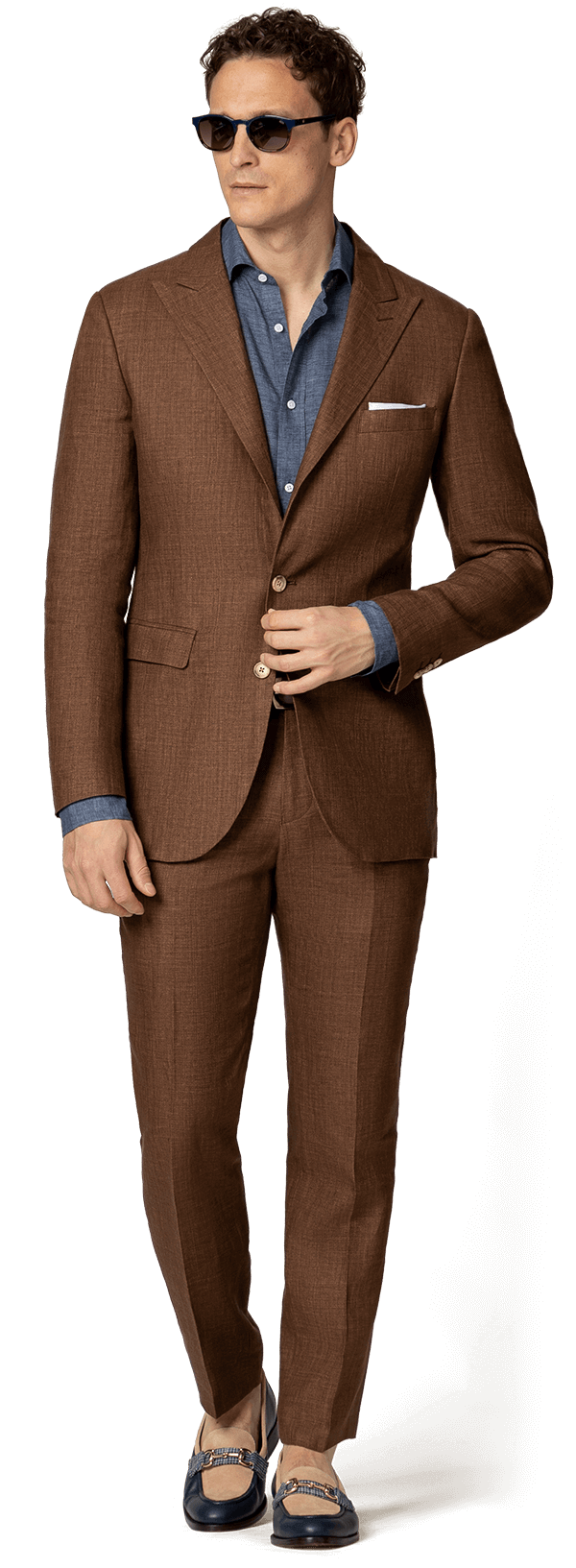 brown linen suit