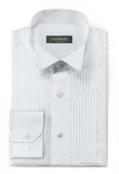 Premium 2ply no-iron white poplin wing collar pleated tuxedo Shirt