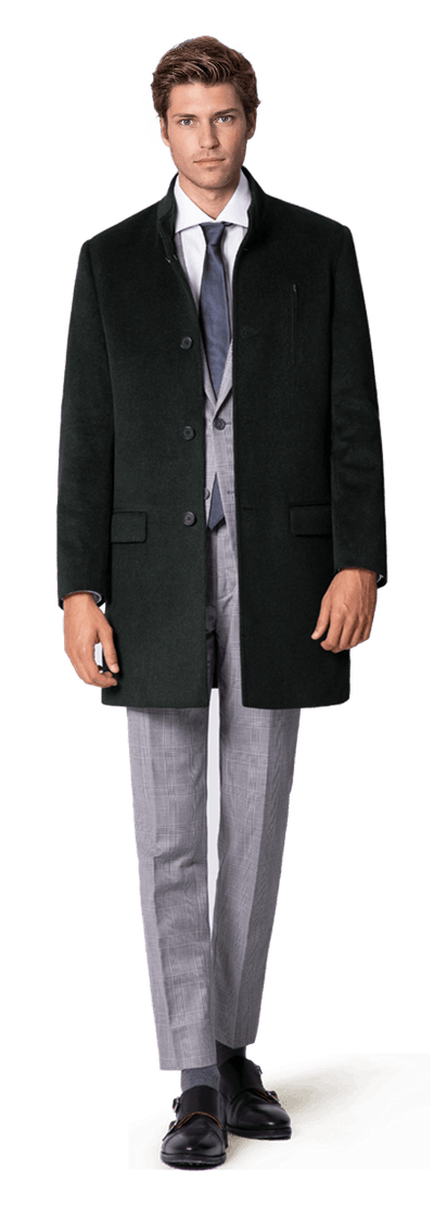 Forest green melange Funnel neck Coat