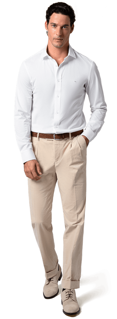 White french cuff knitted stretch Shirt