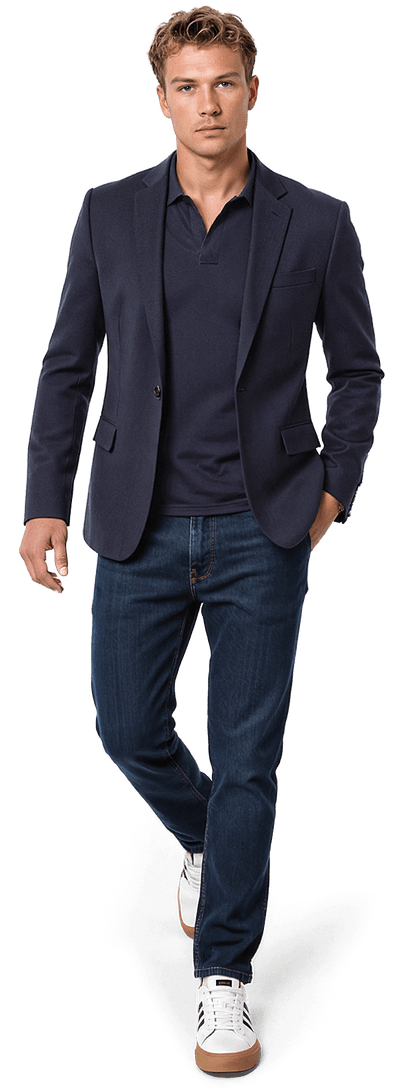 Navy blue water-resistant year-round 1-button Suit Jacket