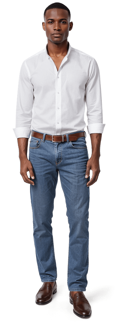 White linen-cotton mao collar Shirt