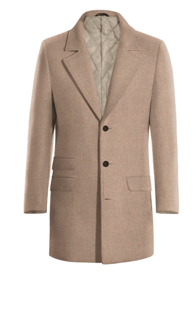 Beige melange short Overcoat withquilted inner linning