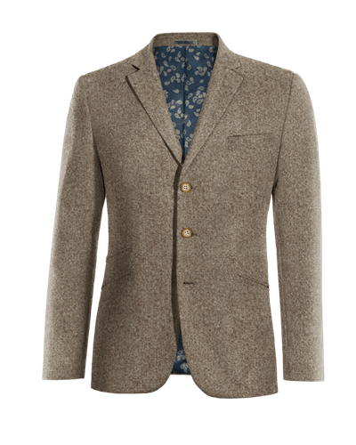 Light brown donegal tweed slim fit three buttons Blazer