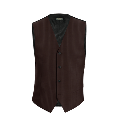 Burgundy pinstripe stretch wedding Waistcoat