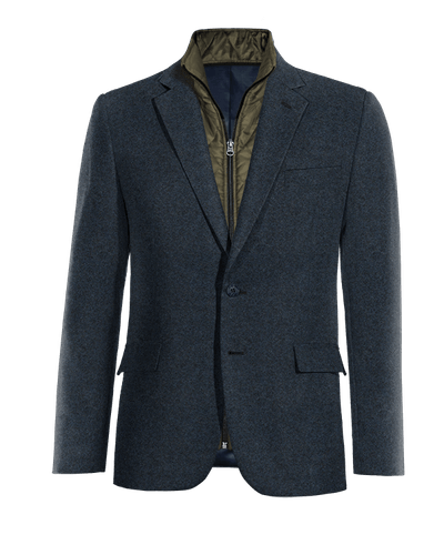 Navy blue donegal tweed essential Blazer with elbow patches with padded piece